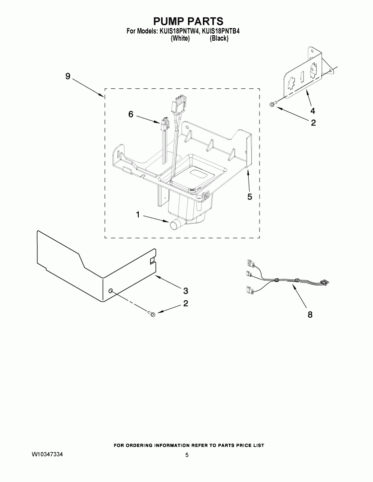 PUMP PARTS Diagram and Parts List for KUIS18PNTW4  KitchenAid Ice Maker