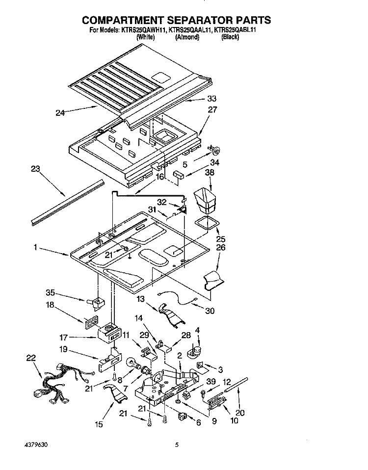 COMPARTMENT SEPARATOR Diagram and Parts List for KTRS25QAAL11  KitchenAid Refrigerator