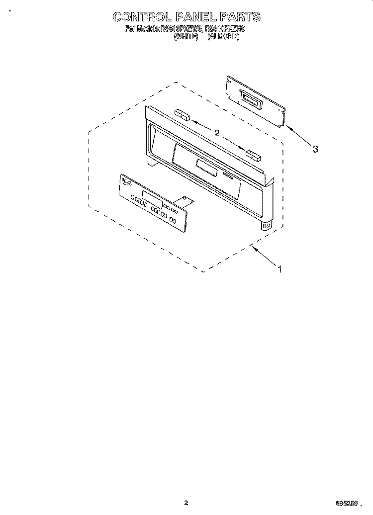 CONTROL PANEL, LITERATURE Diagram and Parts List for RS610PXEN0  Whirlpool Range