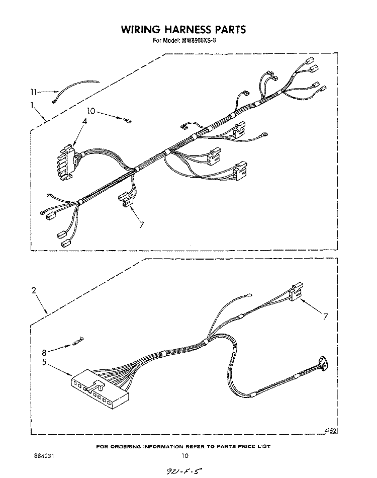 WIRING HARNESS , LIT/OPTIONAL Diagram and Parts List for MW8900XS0  Whirlpool Microwave