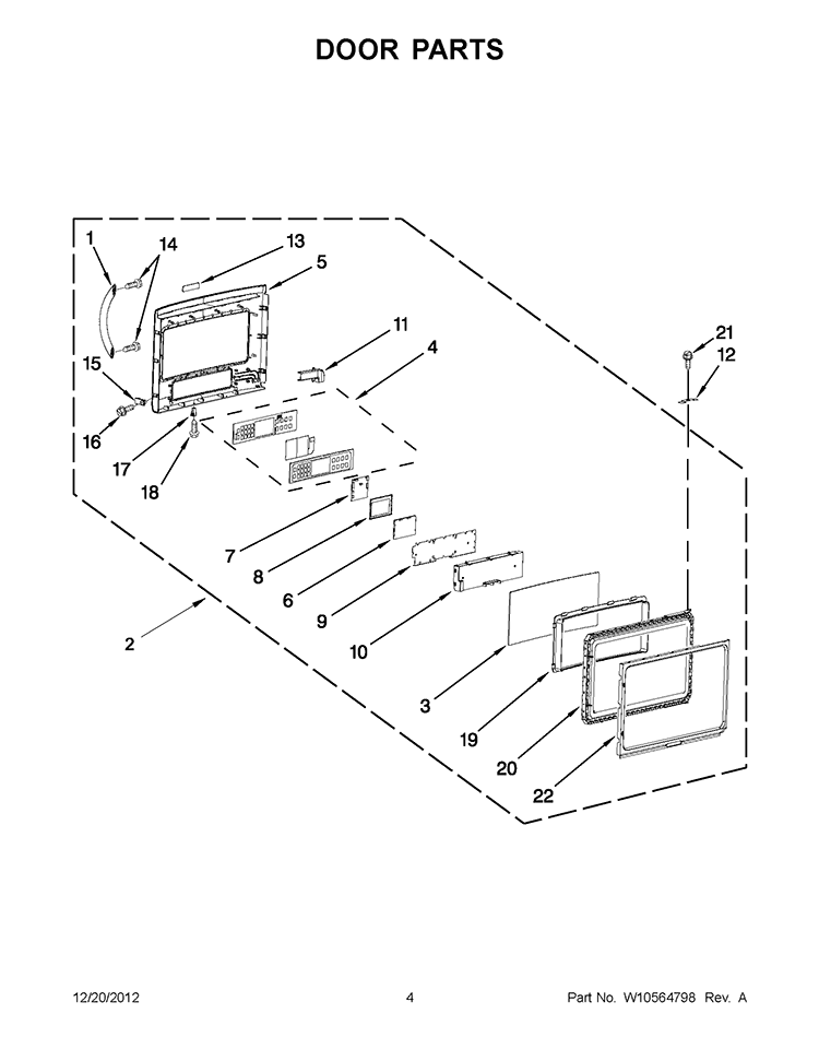 DOOR PARTS Diagram and Parts List for KHMS2056SSS4  KitchenAid Microwave
