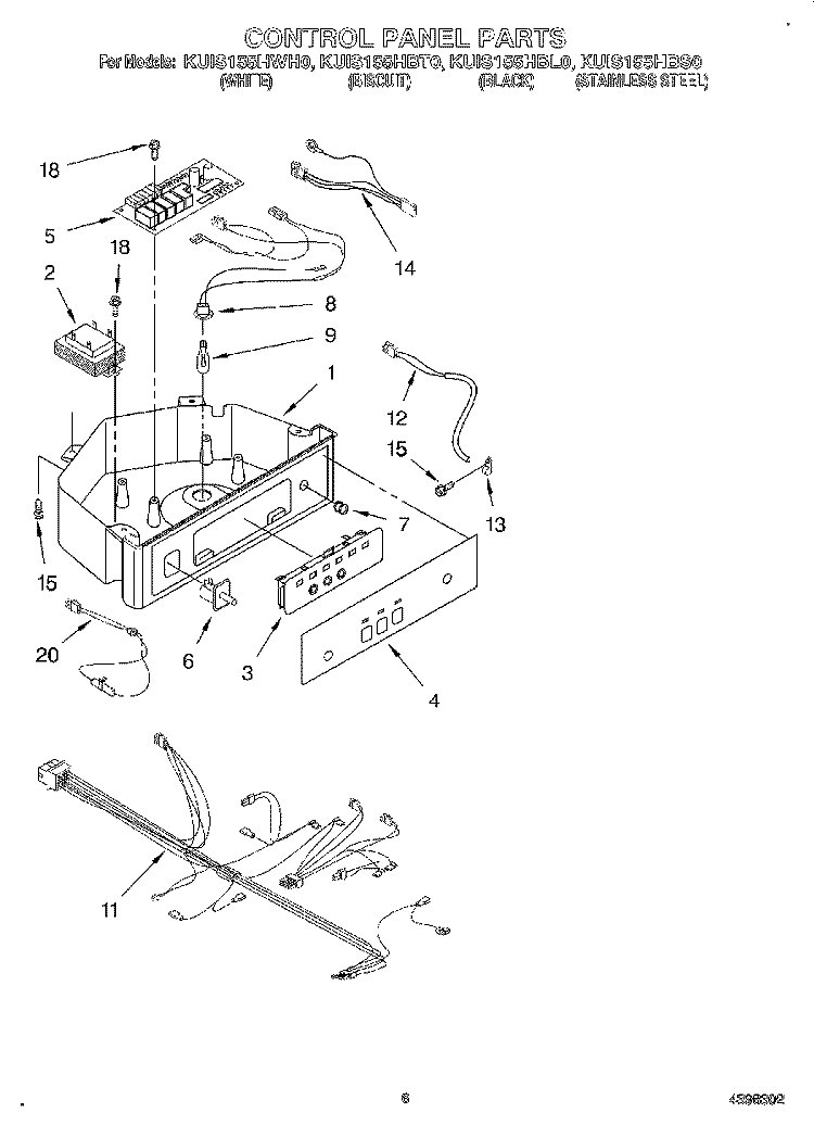 CONTROL PANEL Diagram and Parts List for KUIS155HBT0  KitchenAid Ice Maker