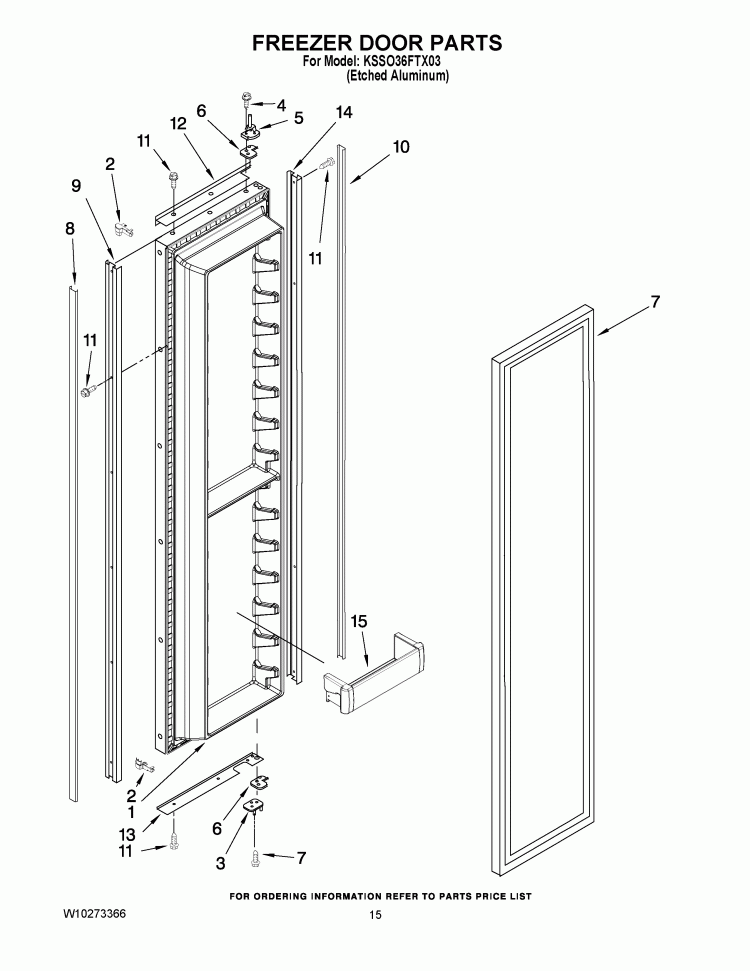 FREEZER DOOR PARTS Diagram and Parts List for KSSO36FTX03  KitchenAid Refrigerator