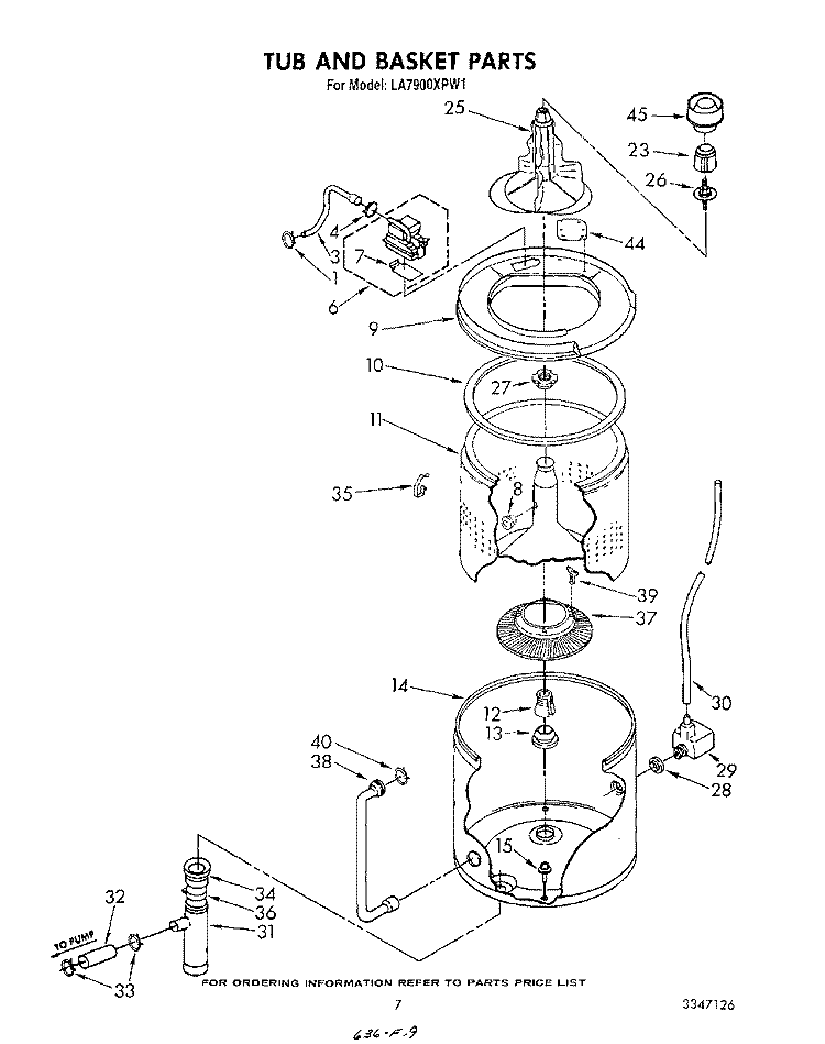 TUB AND BASKET Diagram and Parts List for LA7900XPW1  Whirlpool Washer