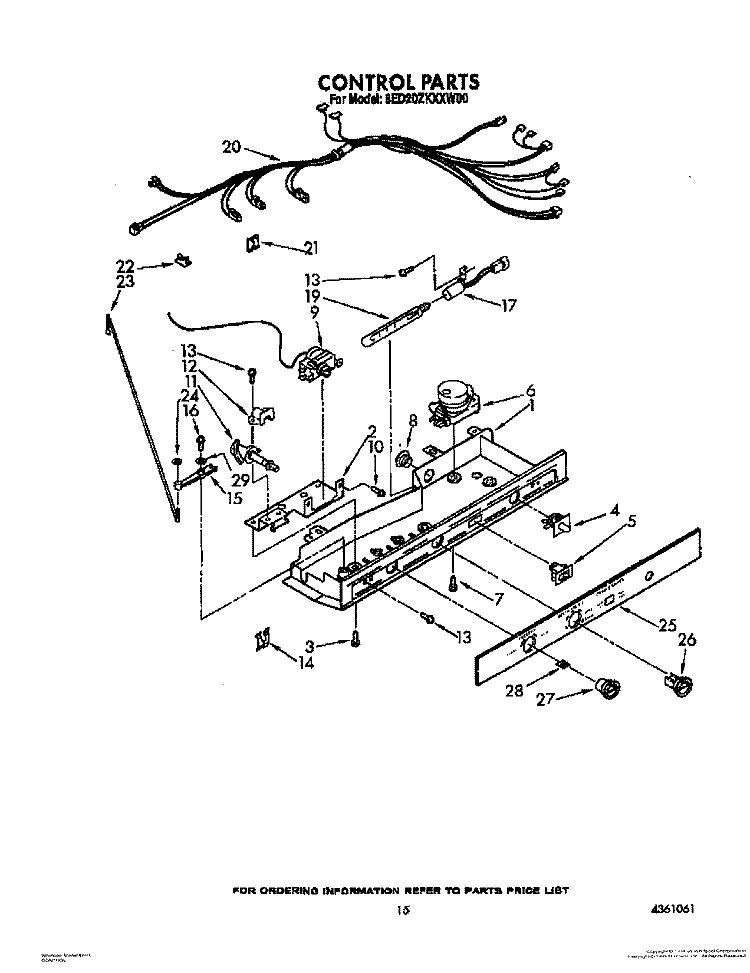 CONTROL, LIT/OPTIONAL Diagram and Parts List for 8ED20ZKXXN00  Whirlpool Refrigerator
