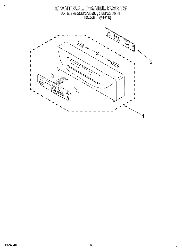CONTROL PANEL, LITERATURE Diagram and Parts List for KEBI276DWH1  KitchenAid Wall Oven