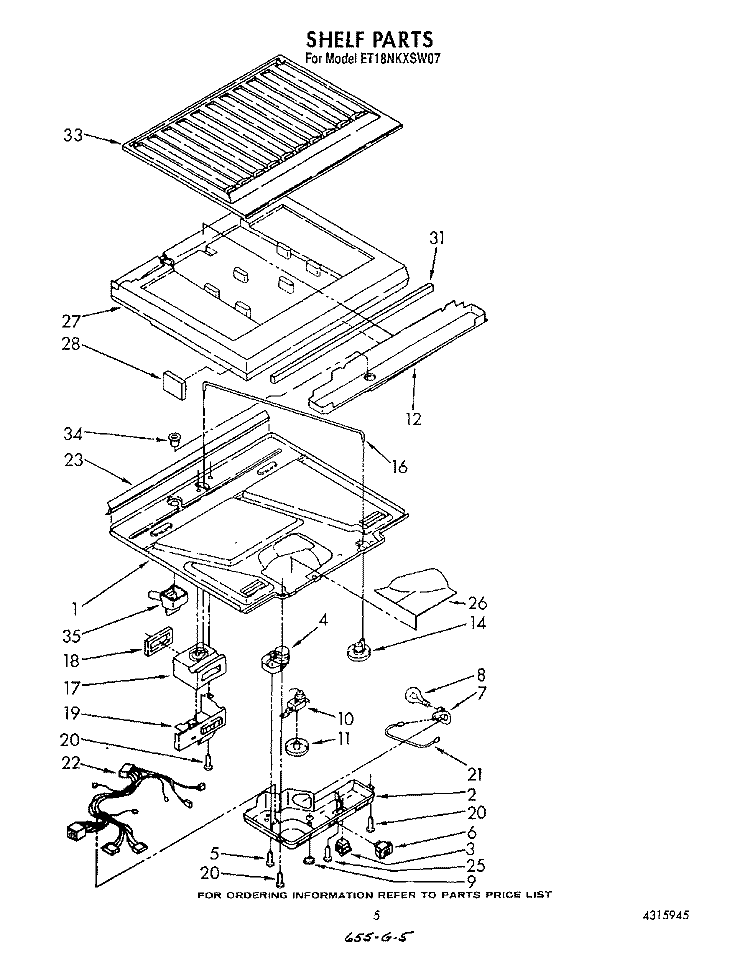 SHELF Diagram and Parts List for ET18NKXSW07  Whirlpool Refrigerator