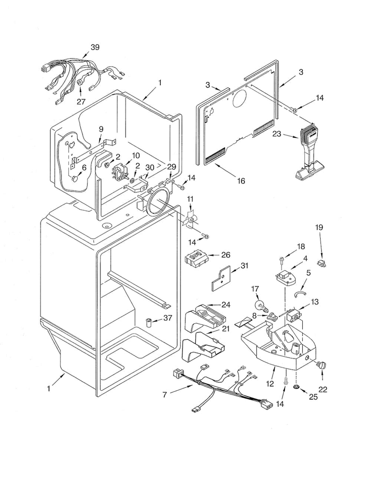 Liner Diagram and Parts List for ET8GHMXLT02  Whirlpool Refrigerator
