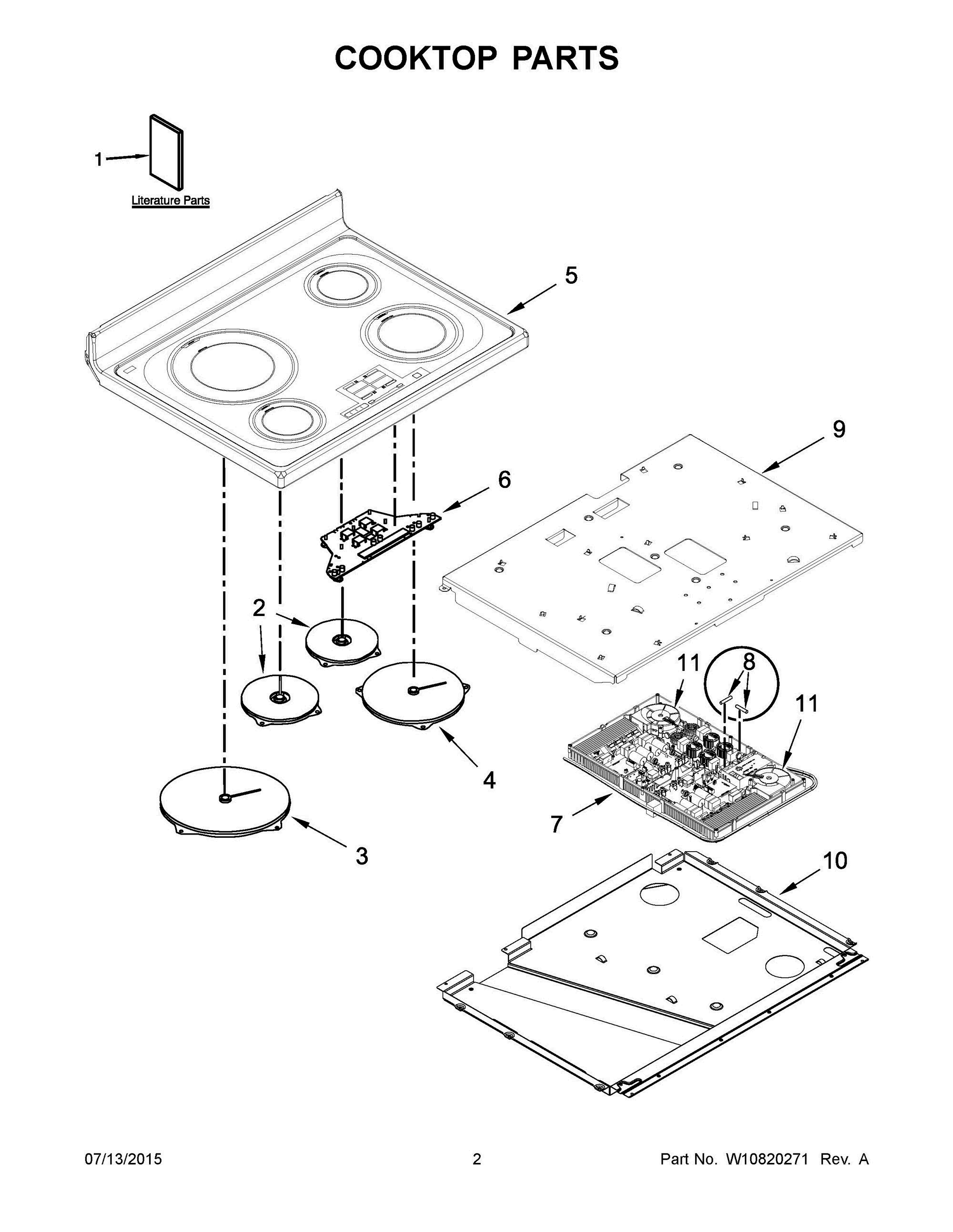 02 - COOKTOP PARTS Diagram and Parts List for YWGI925C0BS2  Whirlpool Range
