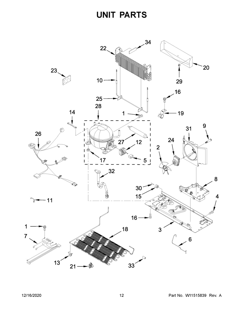 Unit Parts Diagram and Parts List for KRBR102ESS02  Whirlpool Refrigerator