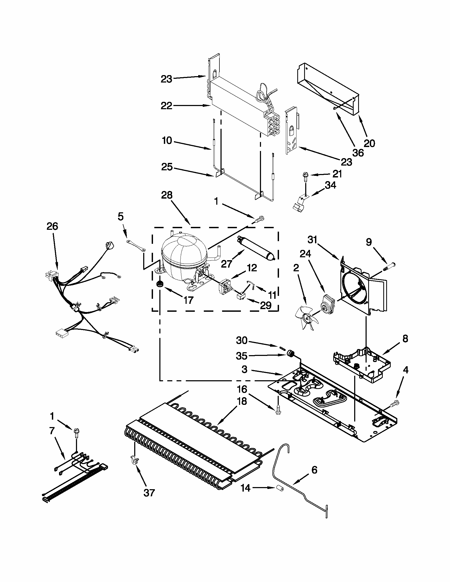 Unit Parts Diagram and Parts List for 59669972013  Kenmore Refrigerator