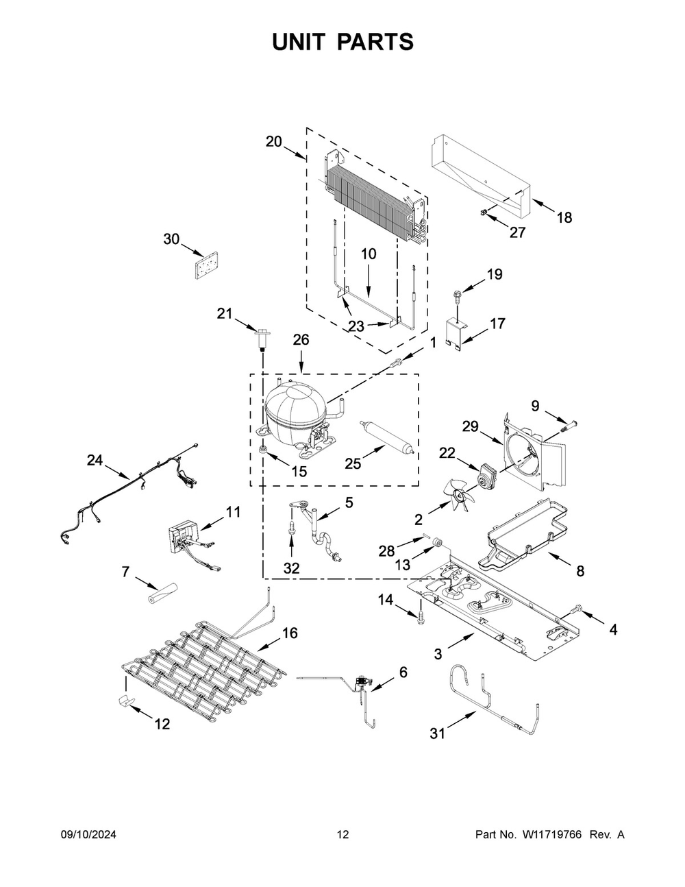 07 - Unit Parts Diagram and Parts List for KRMF536RPS01  Whirlpool Refrigerator