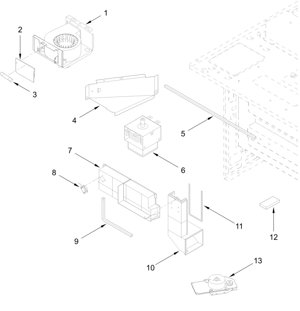 Interior Parts Diagram and Parts List for KMBD104GSS03  Whirlpool Microwave