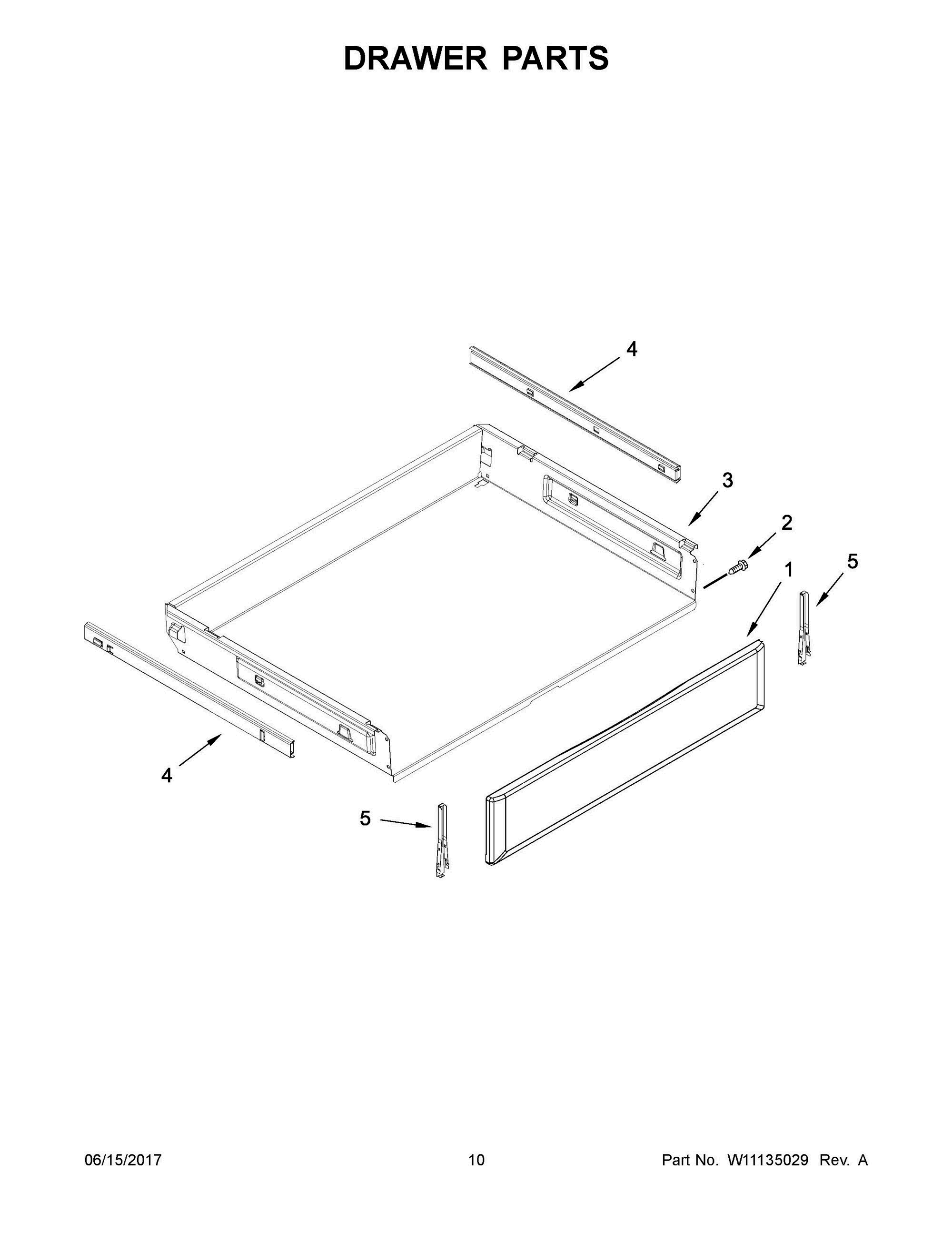 06 - DRAWER PARTS Diagram and Parts List for YKFEG500EBS2  Whirlpool Range