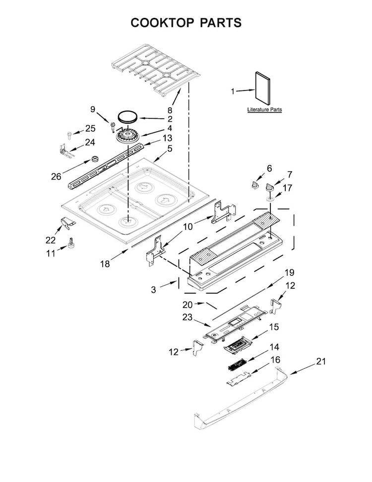 Cooktop Parts Diagram and Parts List for WEG760H0DH0  Whirlpool Range
