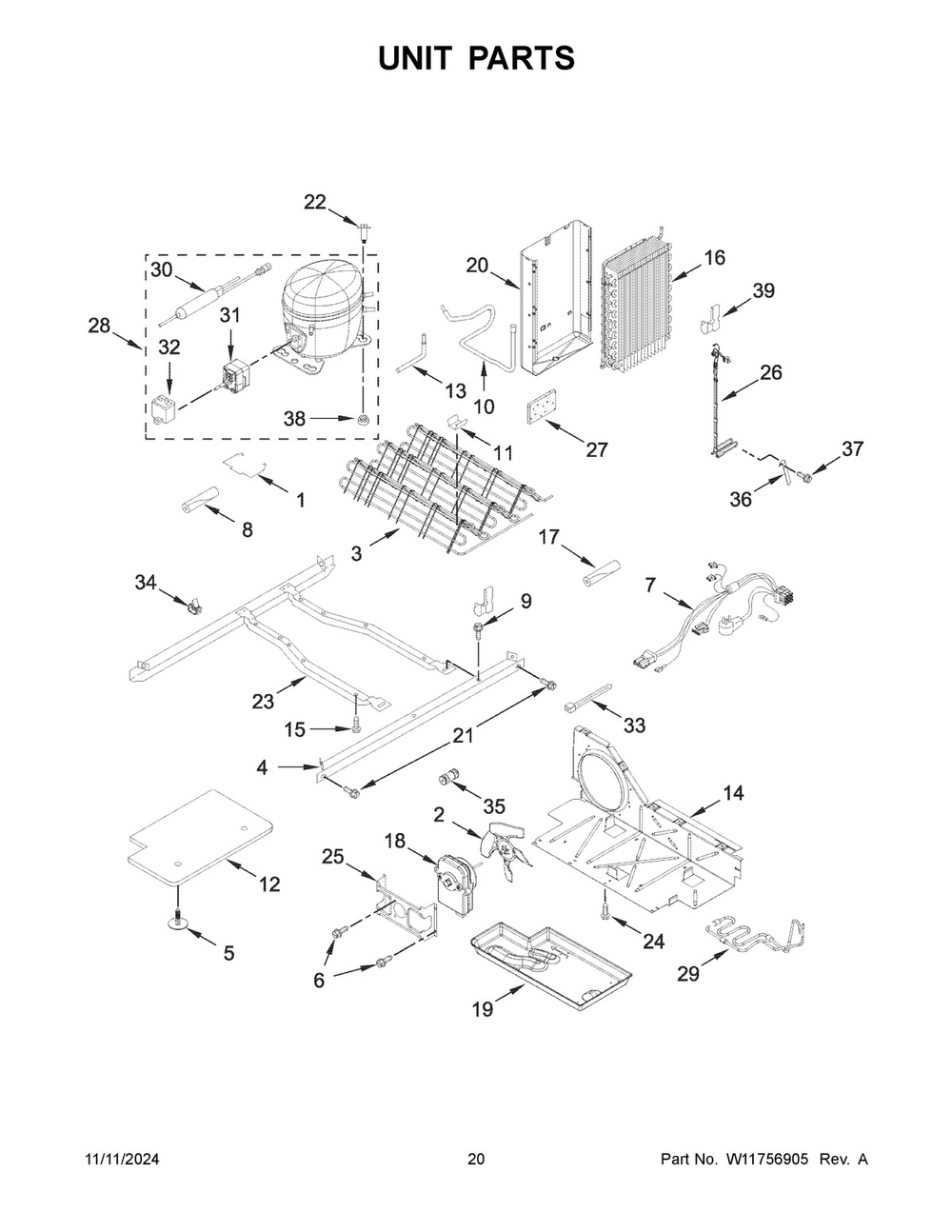 11 - Unit Parts Diagram and Parts List for WRS315SDHZ19  Whirlpool Refrigerator