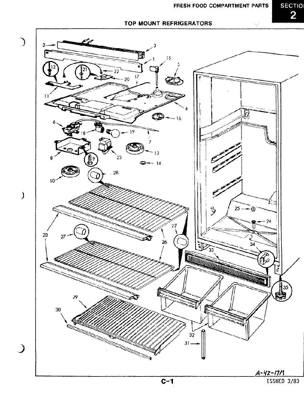 03 - Fresh Food Compartment Diagram and Parts List for RB17CA-1A  Whirlpool Refrigerator