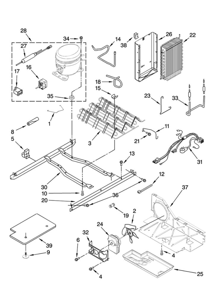 Unit Parts Diagram and Parts List for 10659432801  Kenmore Refrigerator