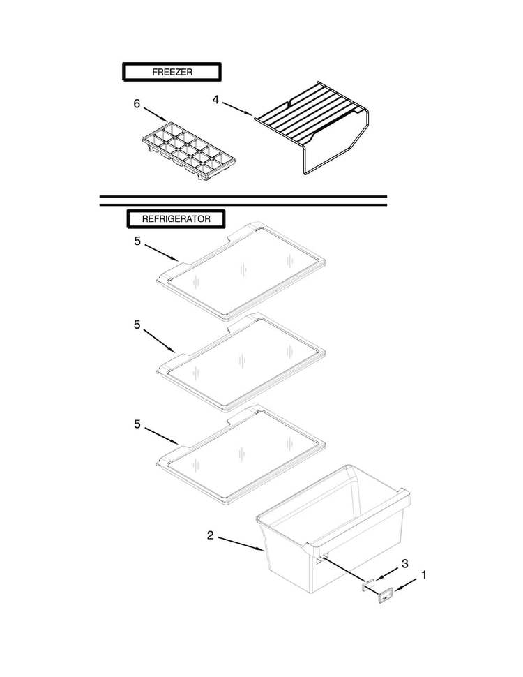 Shelf Parts Diagram and Parts List for 10676392412  Kenmore Refrigerator