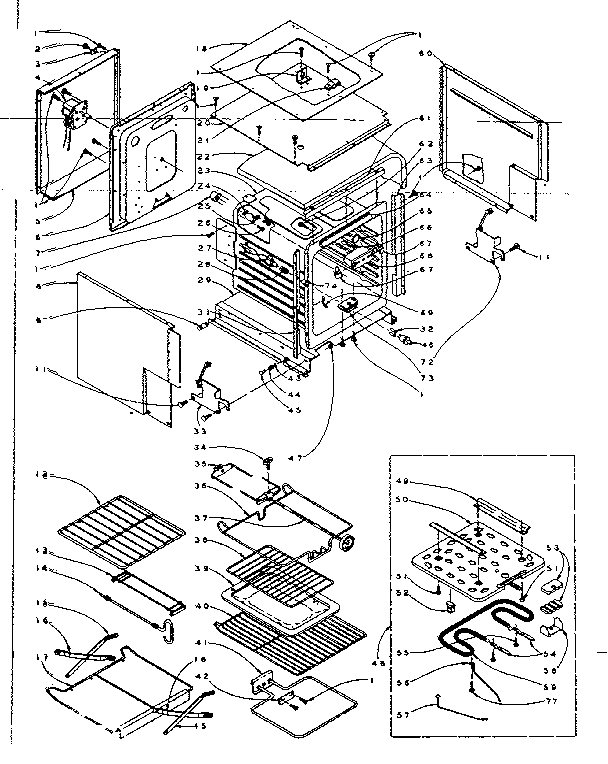 Oven Body Diagram and Parts List for 15441280  Kenmore Wall Oven