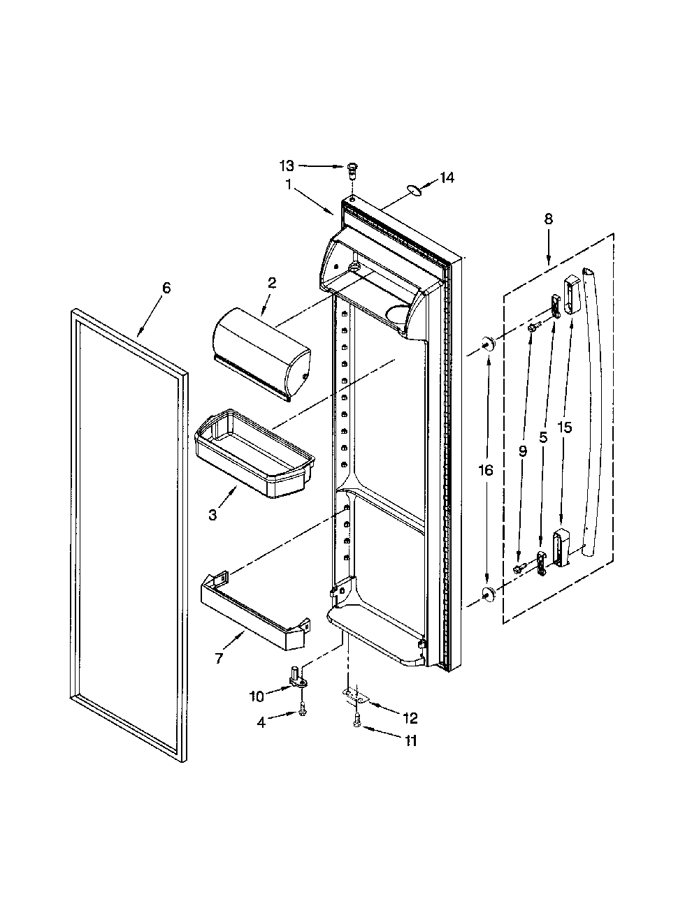 Refrigerator door Diagram and Parts List for 10658982801  Kenmore Refrigerator