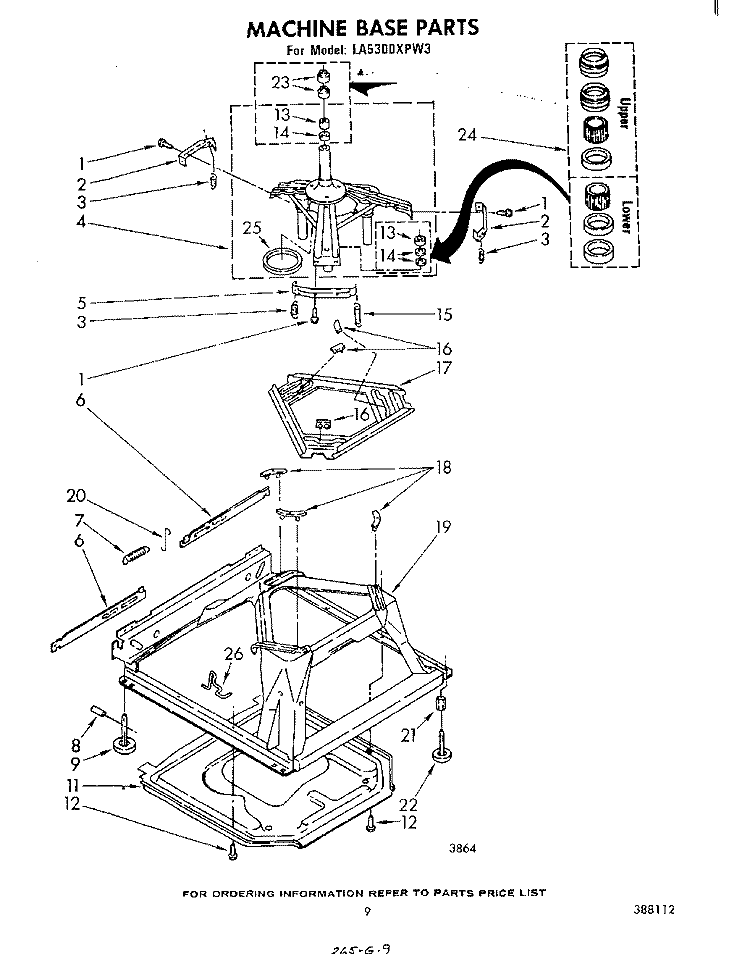 MACHINE BASE Diagram and Parts List for LA5300XPW3  Whirlpool Washer
