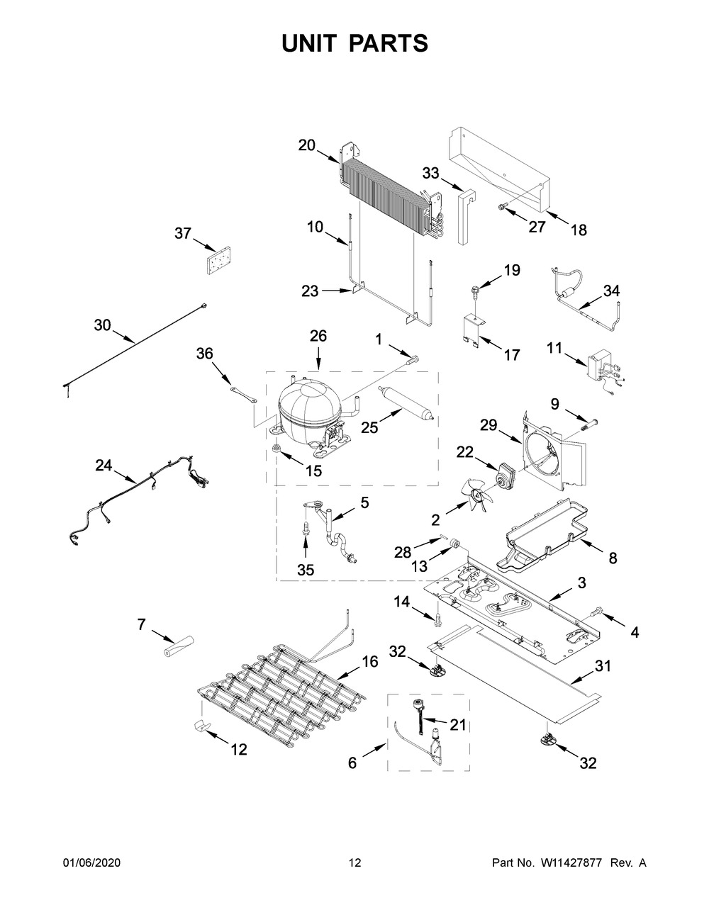 Unit Parts Diagram and Parts List for WRX986SIHZ01  Whirlpool Refrigerator