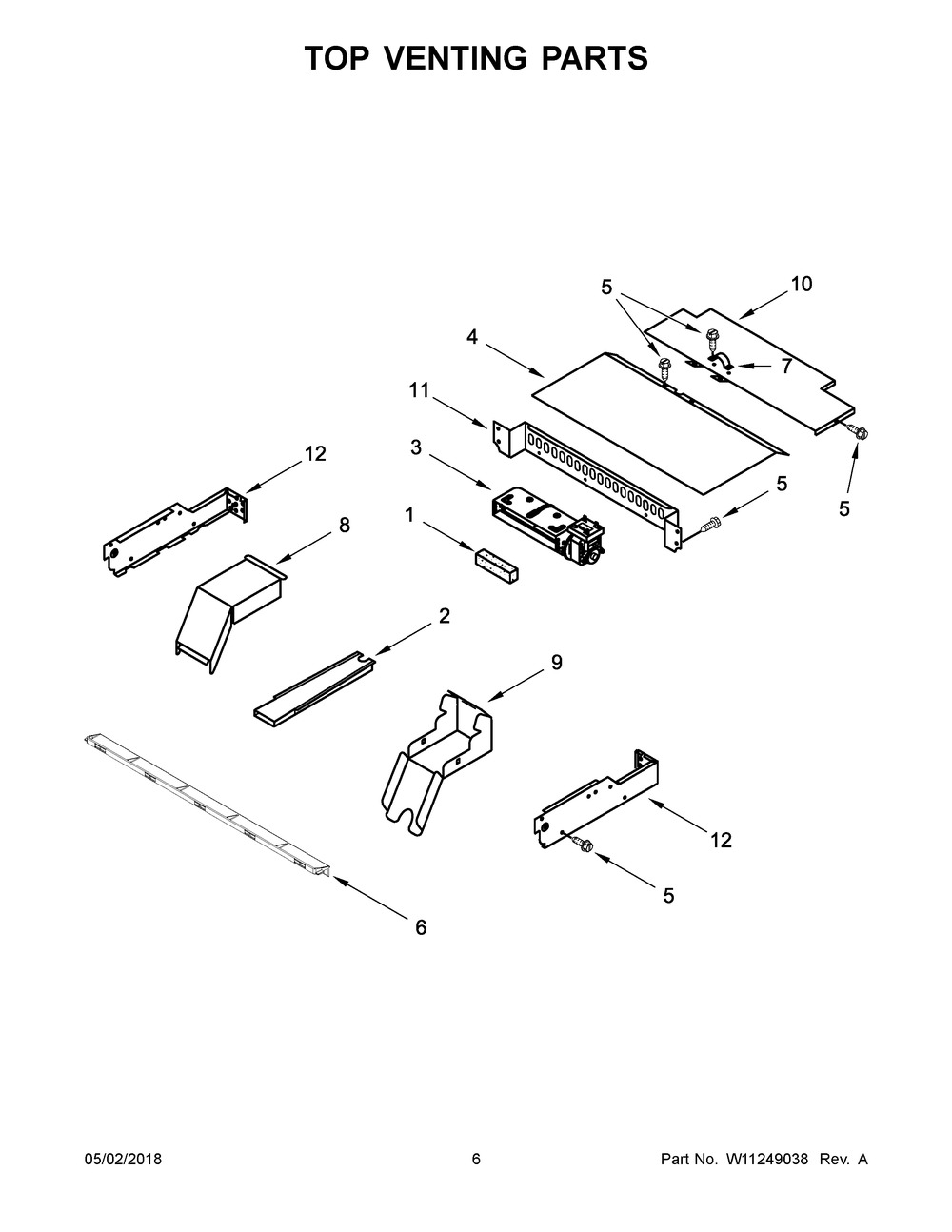 Top Venting Parts Diagram and Parts List for WOS11EM4EB01  Whirlpool Wall Oven