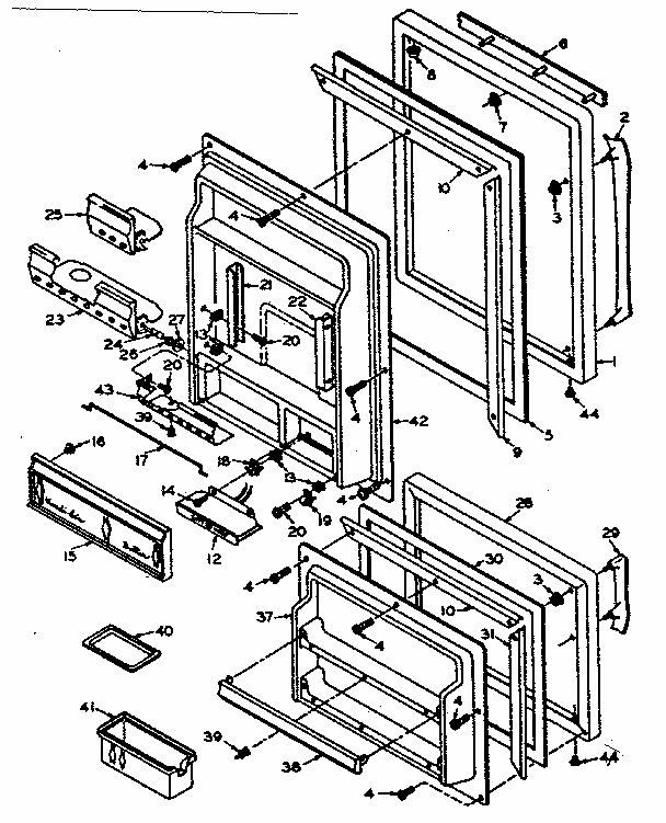 Door Parts Diagram and Parts List for 106T16GL2  Kenmore Refrigerator