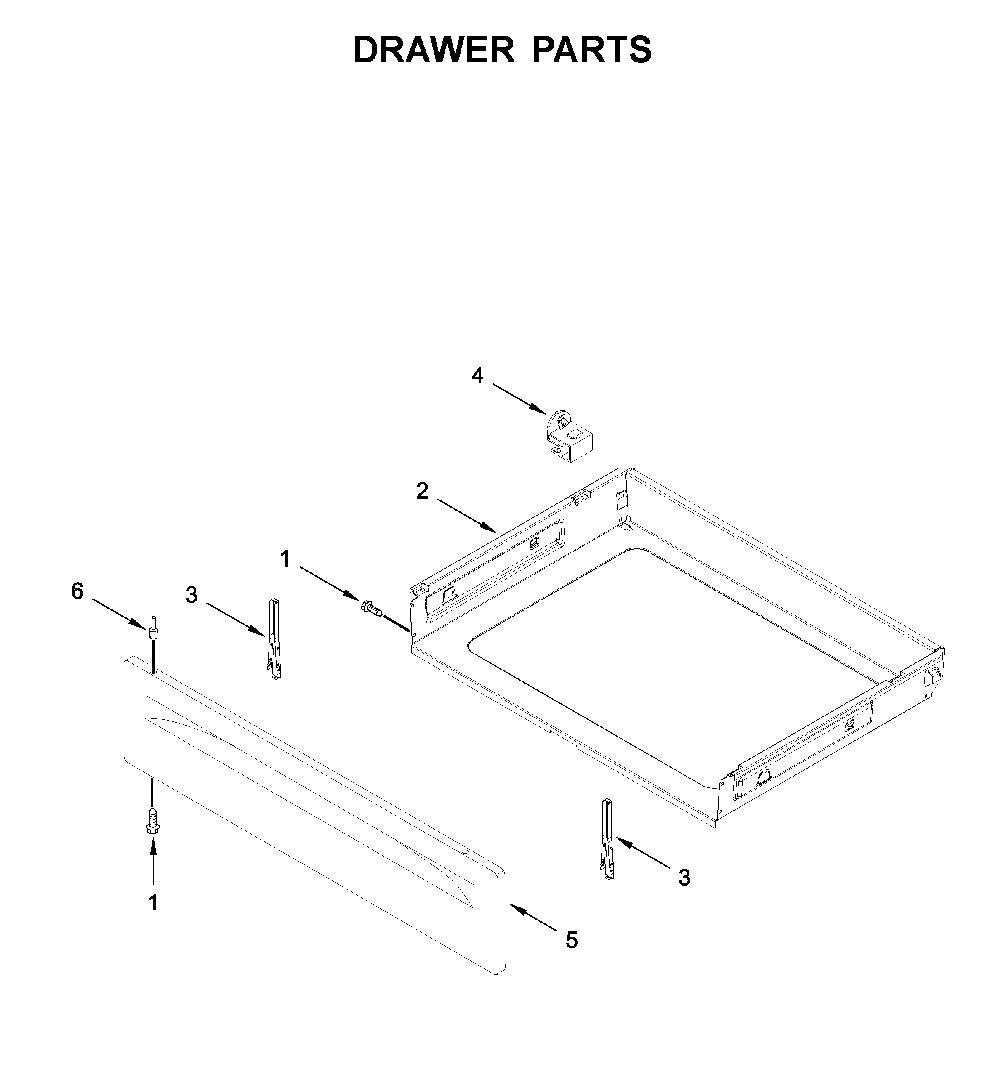 Drawer parts Diagram and Parts List for WFC150M0JW0  Whirlpool Range