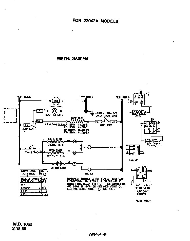 ^22042a Diagram and Parts List for 2204*1A  Roper Range