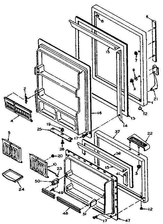 Door Parts Diagram and Parts List for 106W14F  Kenmore Refrigerator