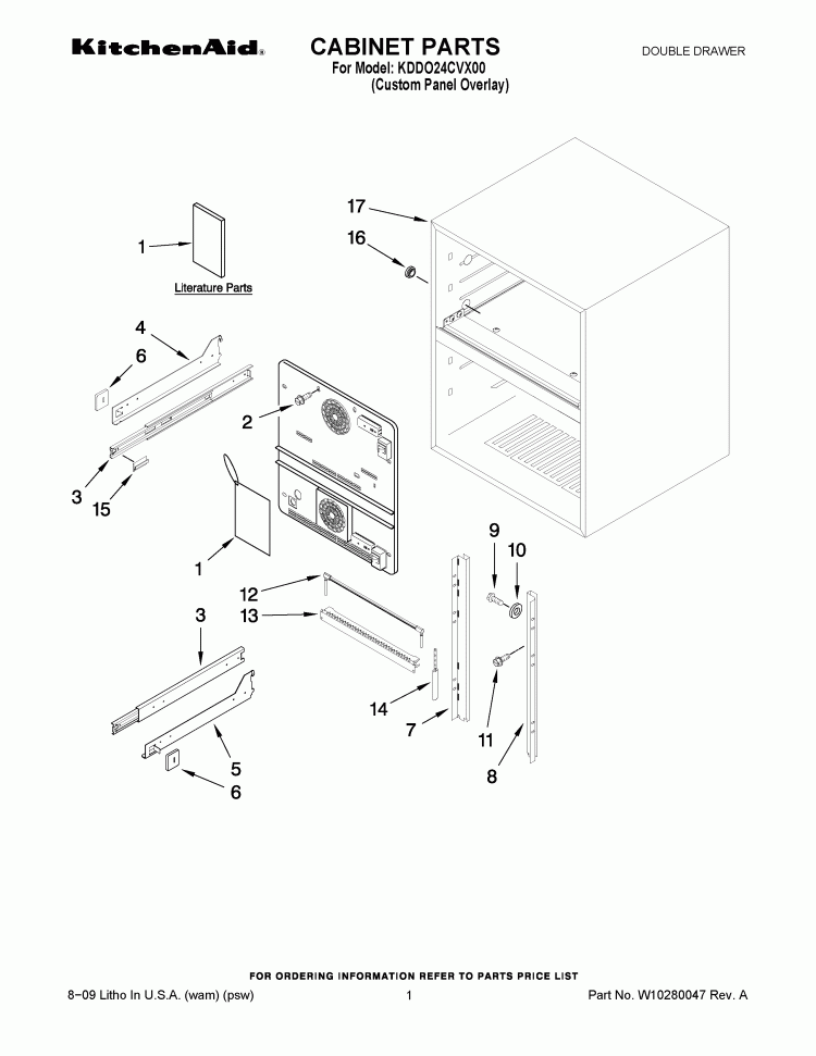 CABINET PARTS Diagram and Parts List for KDDO24CVX00  KitchenAid Refrigerator