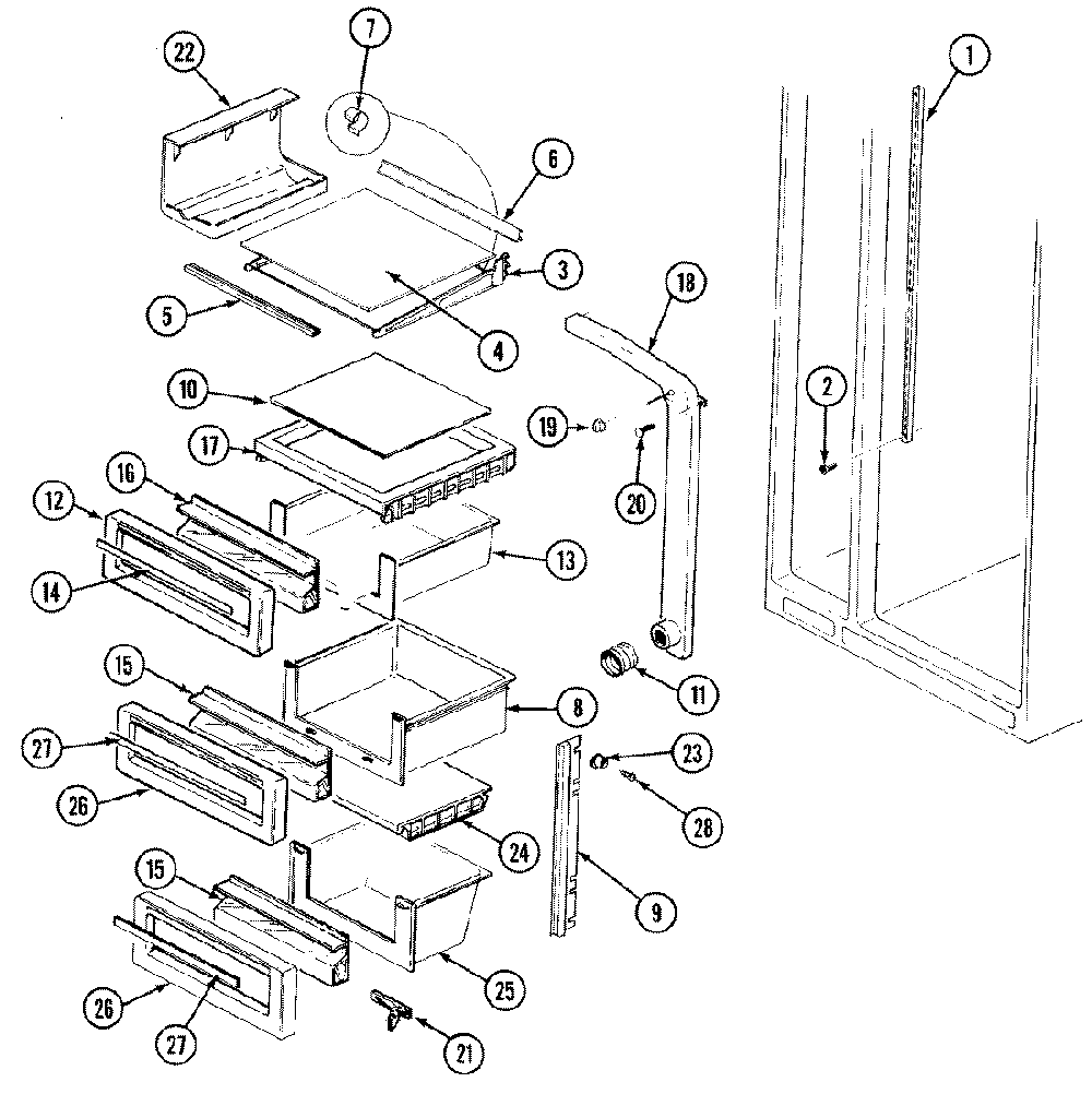 07 - Shelves And Accessories Diagram and Parts List for RC244PDV  Whirlpool Refrigerator