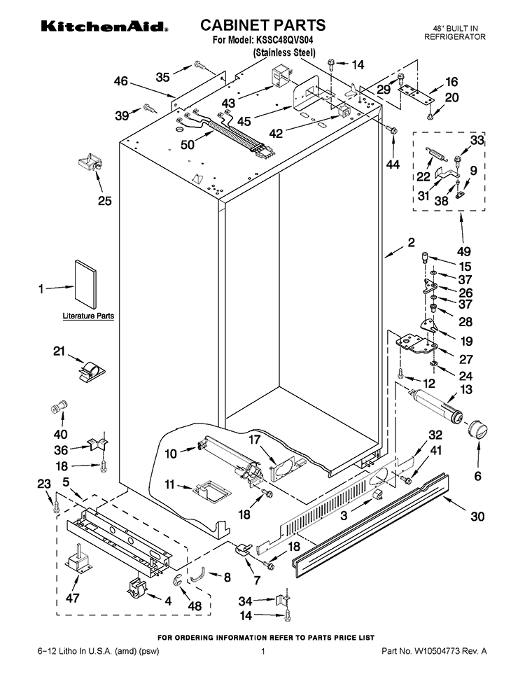 CABINET PARTS Diagram and Parts List for KSSC48QVS04  KitchenAid Refrigerator