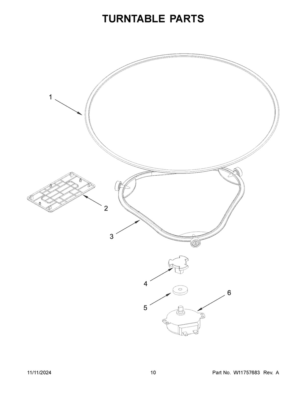 06 - Turntable Parts Diagram and Parts List for YWMML5530RV00  Whirlpool Microwave