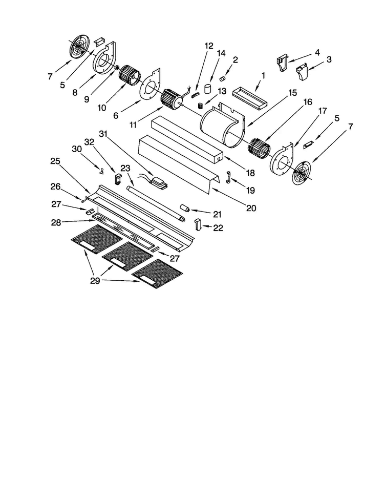 Ventilation Diagram and Parts List for KICU265HAL0  KitchenAid Range Hood