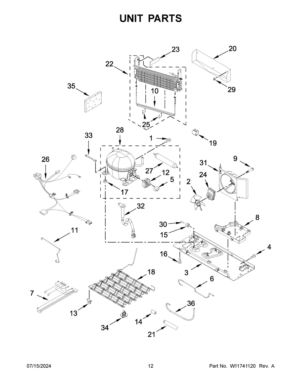 07 - Unit Parts Diagram and Parts List for KRFF302EBS07  Whirlpool Refrigerator