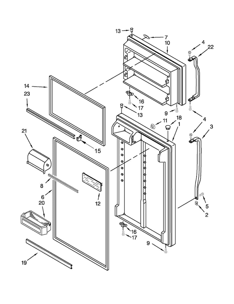 Door Parts Diagram and Parts List for 10662154111  Kenmore Refrigerator