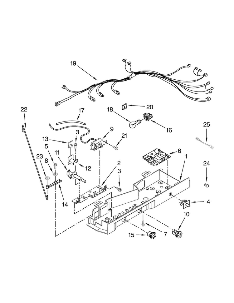 Control Box Parts Diagram and Parts List for 10650022211  Kenmore Refrigerator