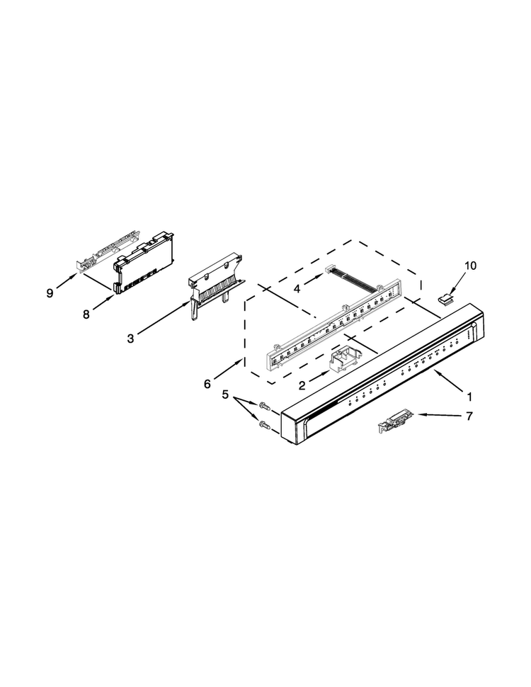 Control Panel And Latch Parts Diagram and Parts List for WDF730PAYW6  Whirlpool Dishwasher