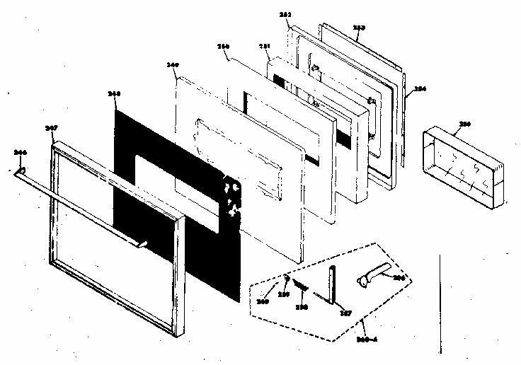 Lower Black Glass Door Section Diagram and Parts List for 8504277060  Kenmore Range