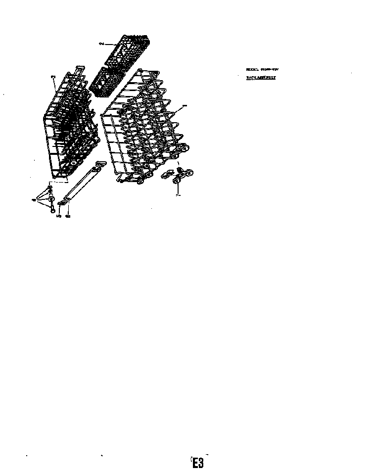 Rack Assembly Model 8596-w30 Diagram and Parts List for 8586H30  Roper Dishwasher