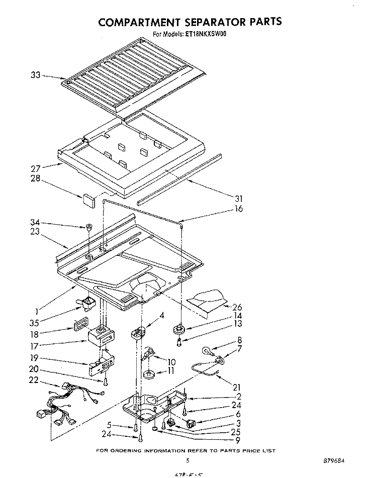 COMPARTMENT SEPARATOR Diagram and Parts List for ET18NKXSW00  Whirlpool Refrigerator