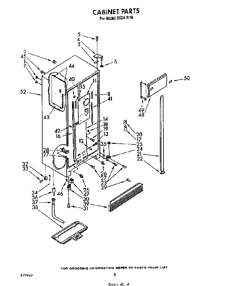 Cabinet Diagram and Parts List for 8624*1B  Roper Refrigerator