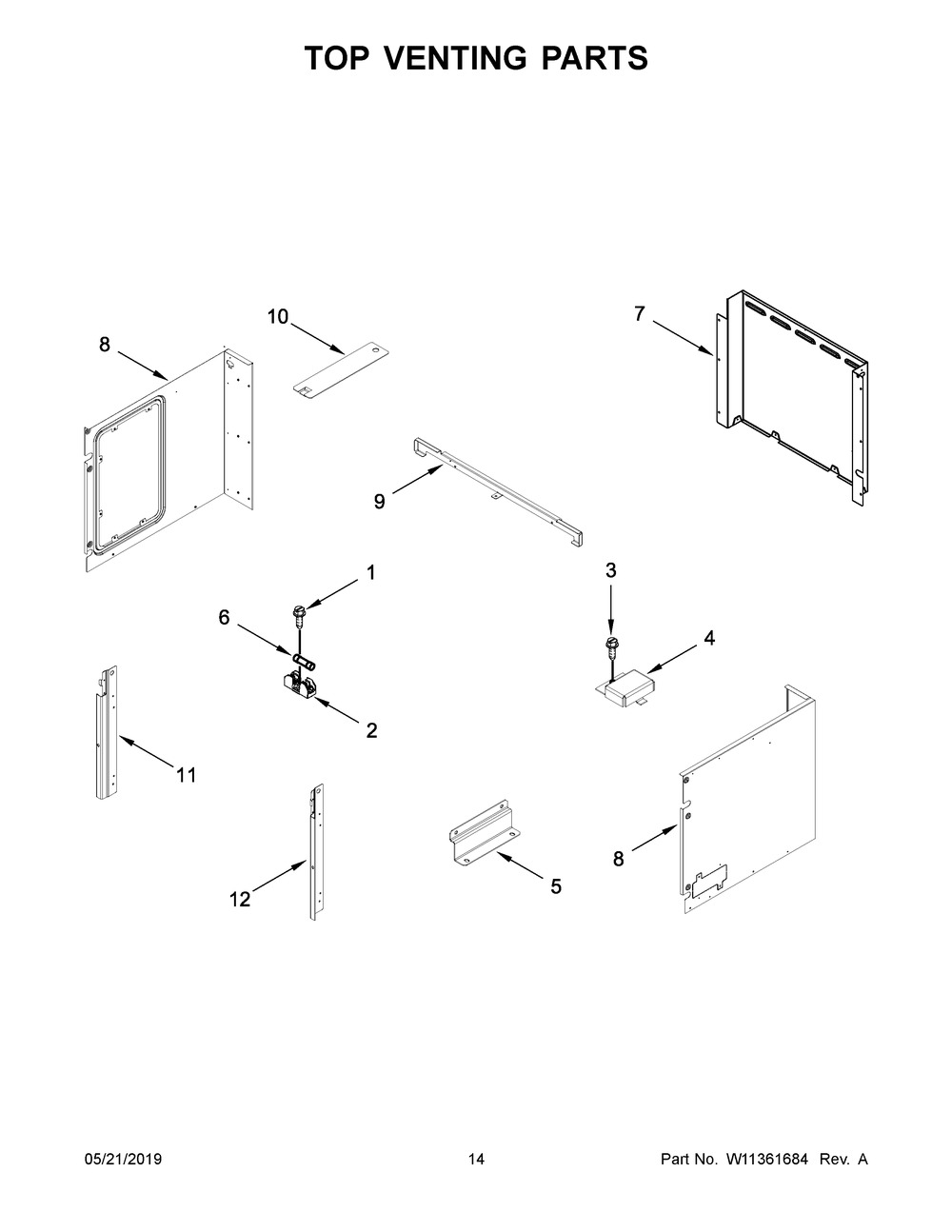 Top Venting Parts Diagram and Parts List for WOC97EC0HZ02  Whirlpool Microwave Oven Combo