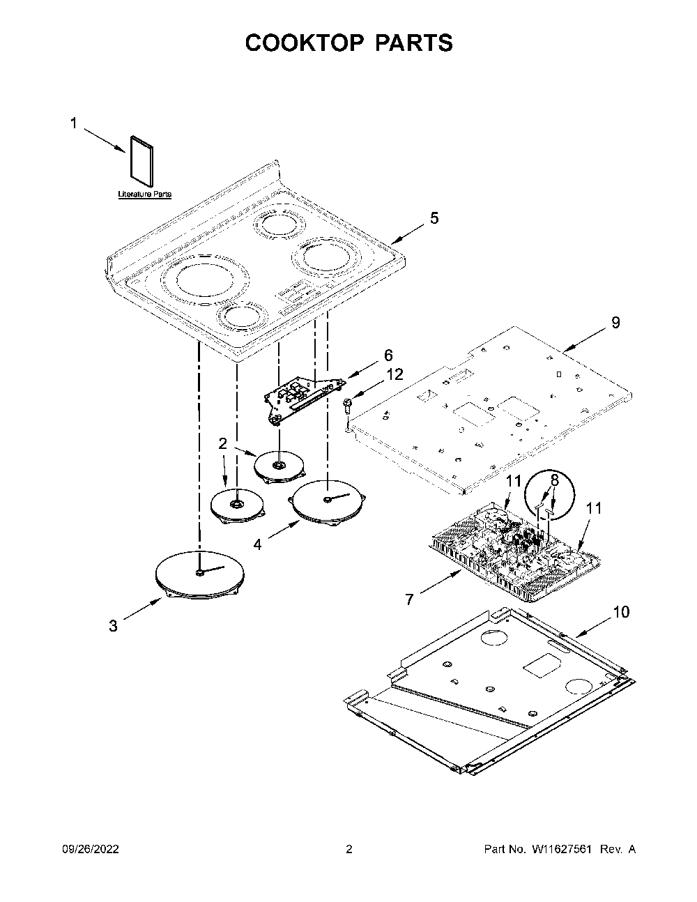 Cooktop Parts Diagram and Parts List for YKFID500ESS5  KitchenAid Range