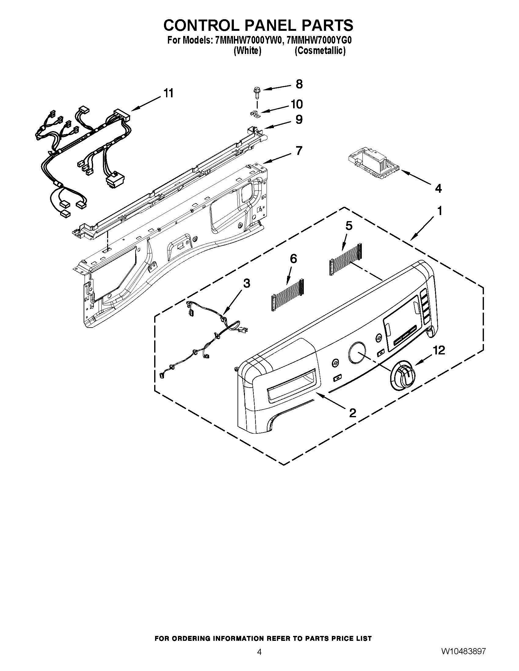 03 - CONTROL PANEL PARTS Diagram and Parts List for 7MMHW7000YW0  Whirlpool Washer