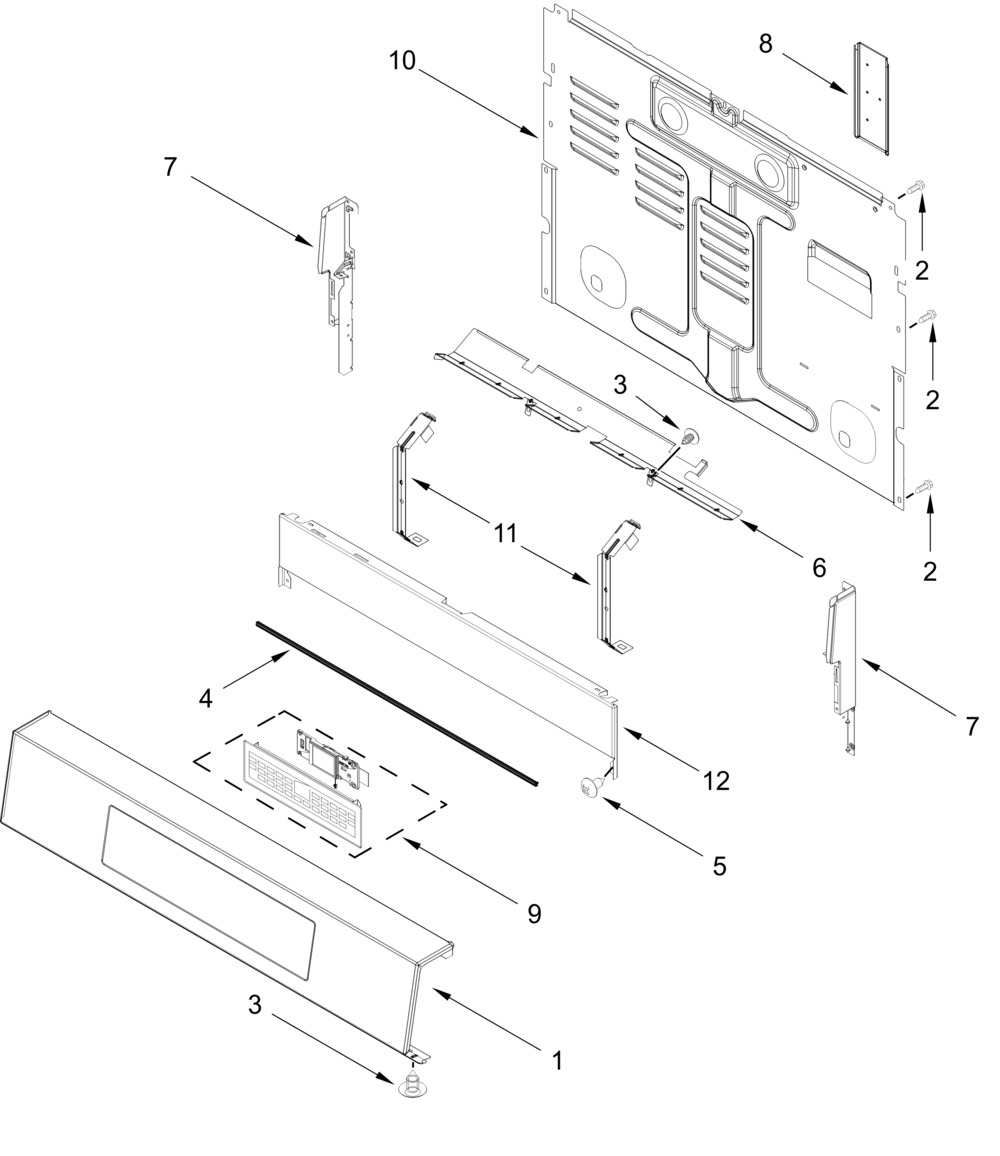 Control Panel Parts Diagram and Parts List for YKFES530SPS0  Whirlpool Range