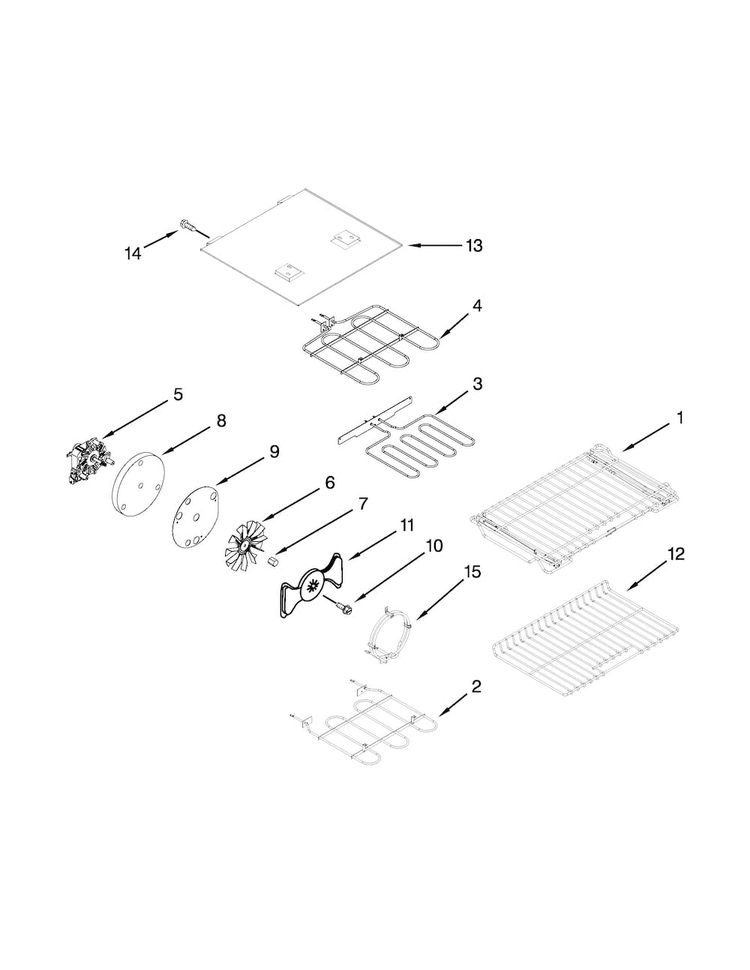 Internal Oven Parts Diagram and Parts List for KFED500ESS02  KitchenAid Range